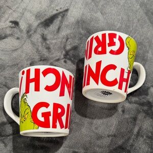 Whimsical Grinch Red and White Mug Set
